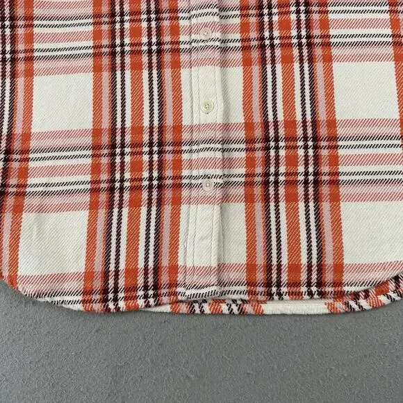 Outerknown Blanket Shirt Women’s M/L Orange Plaid Button Up Heavyweight - Picture 6 of 16